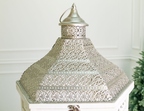 Большие винтажные фонари-подсвечники ТАЛЛИ, дерево (пихта), белые, 60 и 80 см, набор - 2 шт.