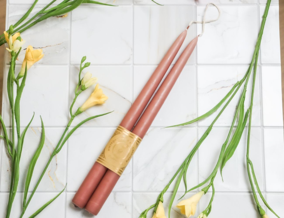 Свечи античные ручной работы светло-коричневые, 2.3х30 см (упаковка 2 шт.)