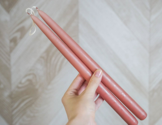 Свечи античные ручной работы светло-коричневые, 2.3х30 см (упаковка 2 шт.)