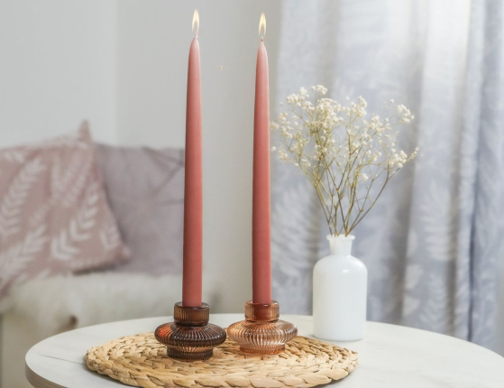 Свечи античные ручной работы светло-коричневые, 2.3х30 см (упаковка 2 шт.)