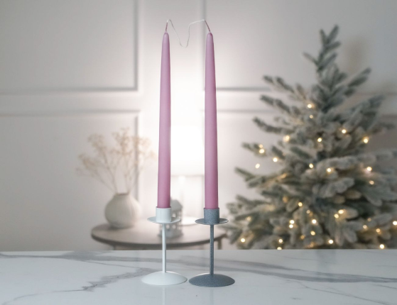 Свечи античные ручной работы розовые, 2.3х30 см (упаковка 2 шт.)