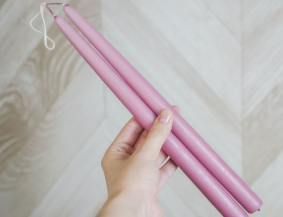 Свечи античные ручной работы розовые, 2.3х30 см (упаковка 2 шт.)