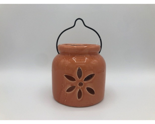 Керамический подсвечник ЧУДЕСНЫЙ ГОРШОЧЕК, оранжевый, 13 см