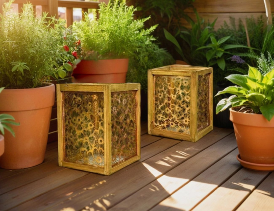 Набор подсвечников-фонарей КРУЖЕВНОЙ ЦВЕТНИК, металл, 2 шт.