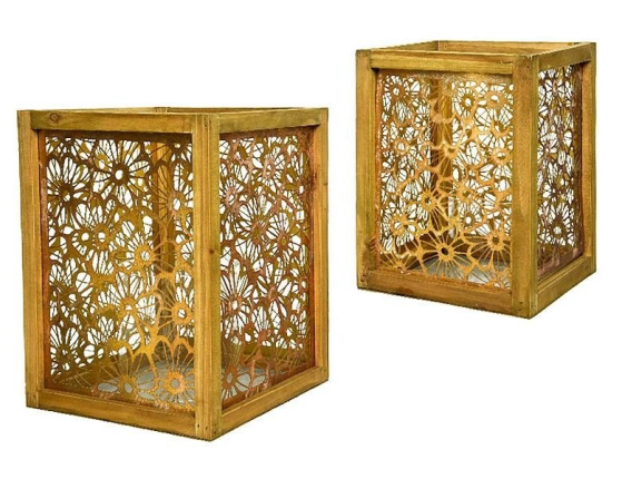 Набор подсвечников-фонарей КРУЖЕВНОЙ ЦВЕТНИК, металл, 2 шт.