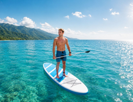 Надувная доска для SUP-бординга Интекс Аква Квест 320 (Intex Aqua Quest) с насосом и веслами, 320х81х15 см