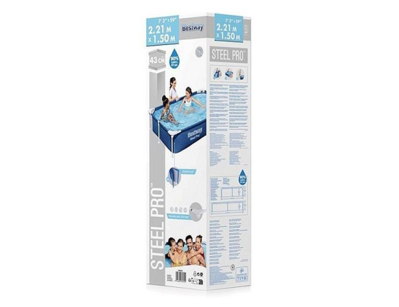 Каркасный прямоугольный бассейн Bestway Steel Pro, 221х150x42 см