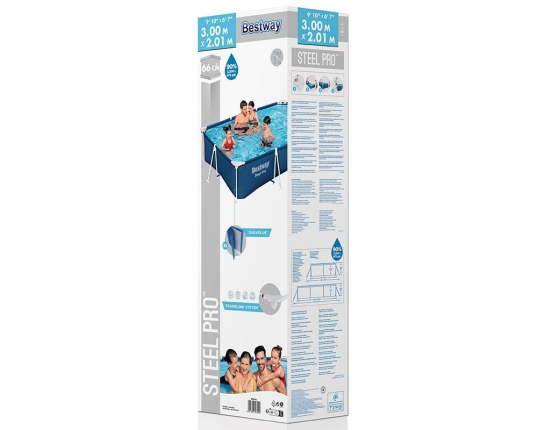 Каркасный прямоугольный бассейн Bestway Steel Pro, 300х201x66 см