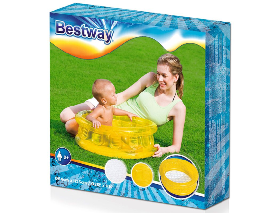 Надувной круглый бассейн Детский желтый, 64х25 см, от 2 лет, BestWay