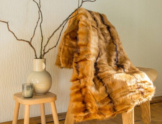 Меховой плед SOFT COMFORT, рыжий, 150х130 см