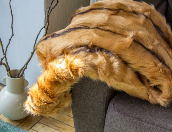 Меховой плед SOFT COMFORT, рыжий, 150х130 см
