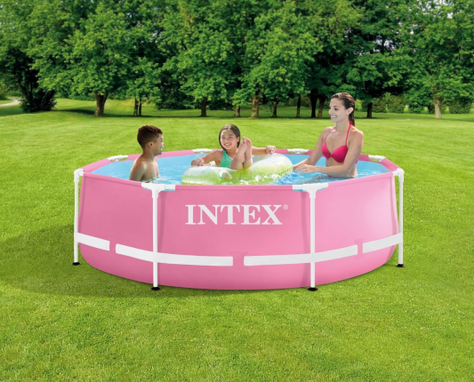 Бассейн  каркасный Intex Metal Frame Pool розовый, 244х76см
