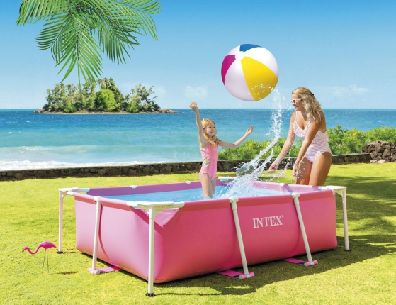 Каркасный бассейн Intex Rectangular Frame Pool розовый, 220х150х60 см