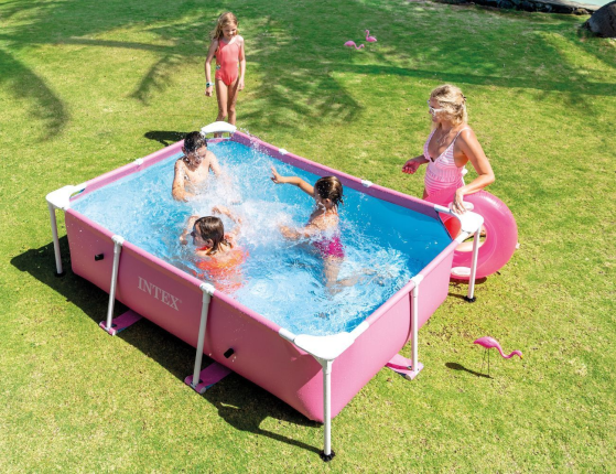 Каркасный бассейн Intex Rectangular Frame Pool розовый, 220х150х60 см