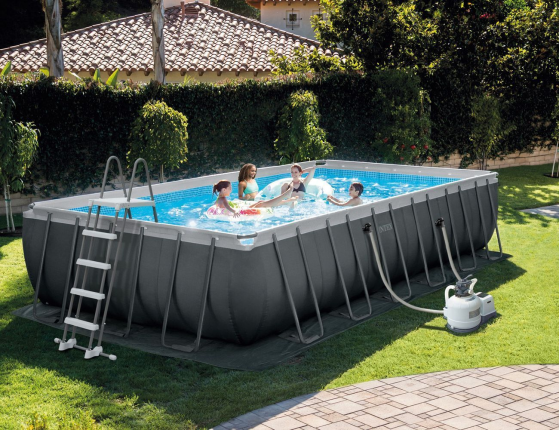Бассейн каркасный Intex Rectangular Ultra XTR Frame Pool, 732х366х132 см +  песочный фильтр-насос с хлоргенератором + аксессуары