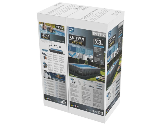 Бассейн каркасный Intex Rectangular Ultra XTR Frame Pool, 732х366х132 см +  песочный фильтр-насос с хлоргенератором + аксессуары