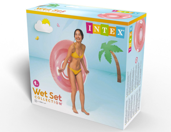 Надувной круг Sit'n Lounge INTEX с ручками, розовый, 119 см