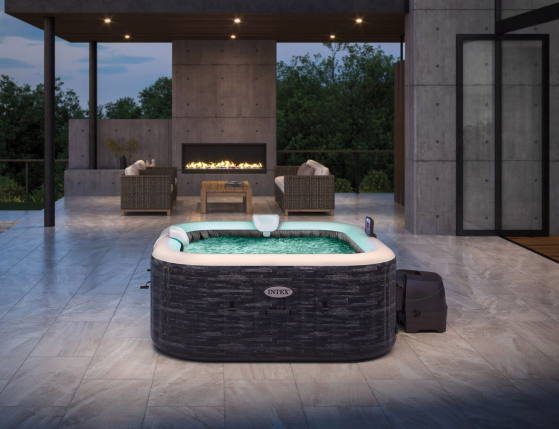 Надувное джакузи Intex PureSpa Greystone Deluxe с аэромассажем, хлоргенератором и аксессуарами, 175х71 см