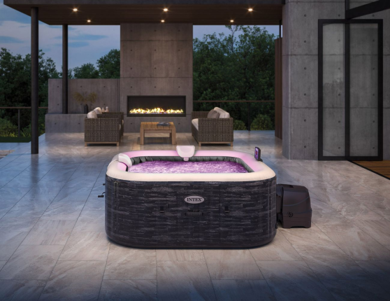 Надувное джакузи Intex PureSpa Greystone Deluxe с аэромассажем, хлоргенератором и аксессуарами, 175х71 см