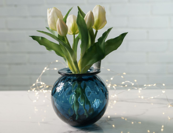 Искусственный букет ТЮЛЬПАНЫ "НЕЖНОСТЬ ВЕСНЫ", силикон, белый, 28 см (букет – 5 шт.)