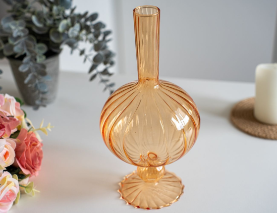 Стеклянная ваза ОВОИДЭ, оранжевая, 25 см