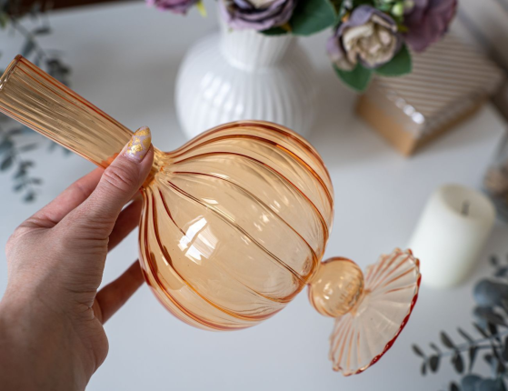 Стеклянная ваза ОВОИДЭ, оранжевая, 25 см