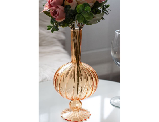 Стеклянная ваза ОВОИДЭ, оранжевая, 25 см