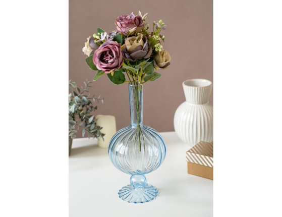 Стеклянная ваза ОВОИДЭ, голубая, 25 см