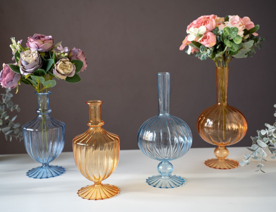 Стеклянная ваза ОВОИДЭ, голубая, 25 см