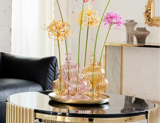 Стеклянная ваза КОППА, оранжевая, 20 см