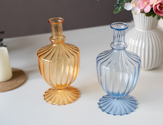 Стеклянная ваза КОППА, голубая, 20 см