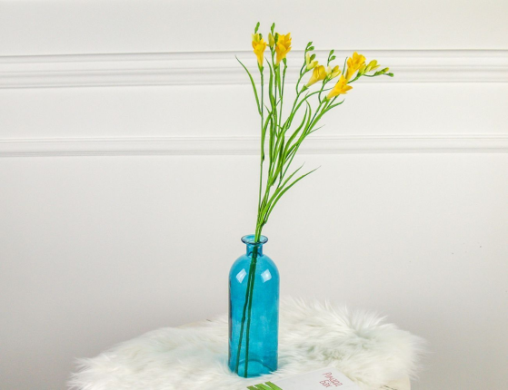 Декоративная бутыль-ваза БОРРАЧА ГРАНДЕ стекло, голубая, 26 см