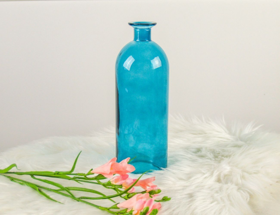Декоративная бутыль-ваза БОРРАЧА ГРАНДЕ стекло, голубая, 26 см