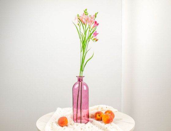 Декоративная бутыль-ваза БОРРАЧА ГРАНДЕ стекло, розовая, 26 см