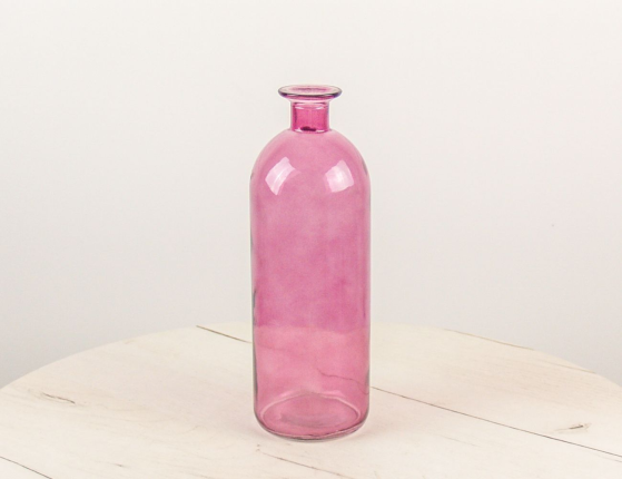 Декоративная бутыль-ваза БОРРАЧА ГРАНДЕ стекло, розовая, 26 см