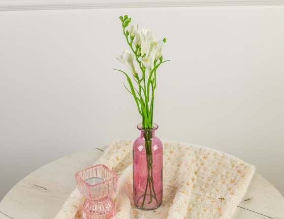 Декоративная бутыль-ваза БОРРАЧА ПИККОЛА стекло, розовая, 16 см