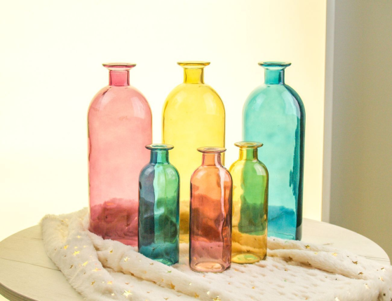 Декоративная бутыль-ваза БОРРАЧА ПИККОЛА, стекло, янтарная, 16 см