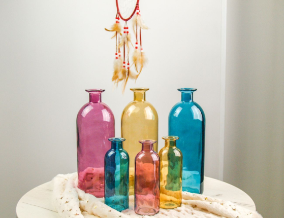 Декоративная бутыль-ваза БОРРАЧА ПИККОЛА, стекло, янтарная, 16 см