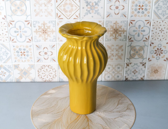 Декоративная ваза ФЕЛИЗА, керамика, жёлтая, 30 см