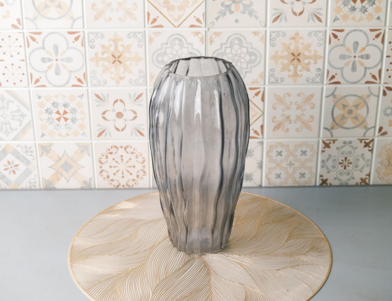 Декоративная ваза ФЕЛИН, стекло, дымчато-серая, 27 см