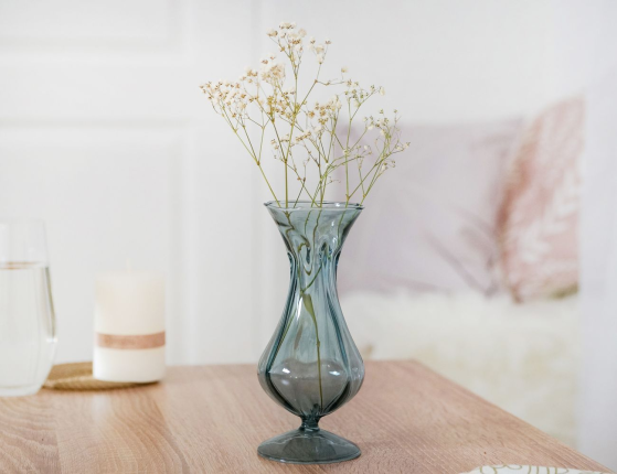 Декоративная ваза ЭВАРИСТ, стекло, голубая, 19 см