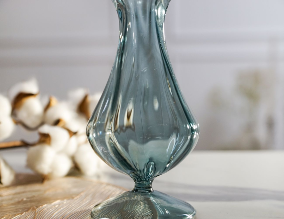 Декоративная ваза ЭВАРИСТ, стекло, голубая, 19 см