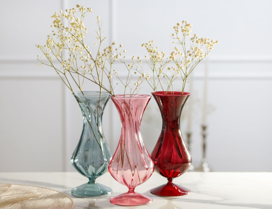 Декоративная ваза ЭВАРИСТ, стекло, розовая, 19 см