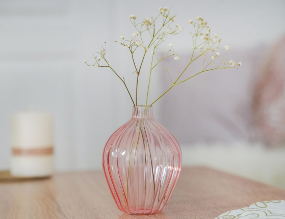 Декоративная ваза АСТОР, стекло, розовая, 8 см