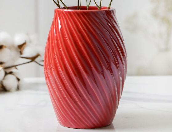Декоративная ваза ЭЙМЕРИ, керамика, красная, 16 см