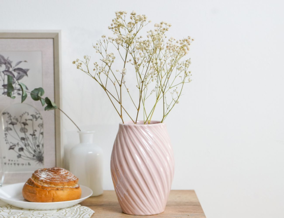 Декоративная ваза ЭЙМЕРИ, керамика, жемчужная, 16 см