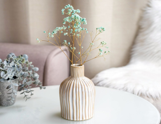 Декоративная ваза СИСАР, фарфор, белая, 15 см