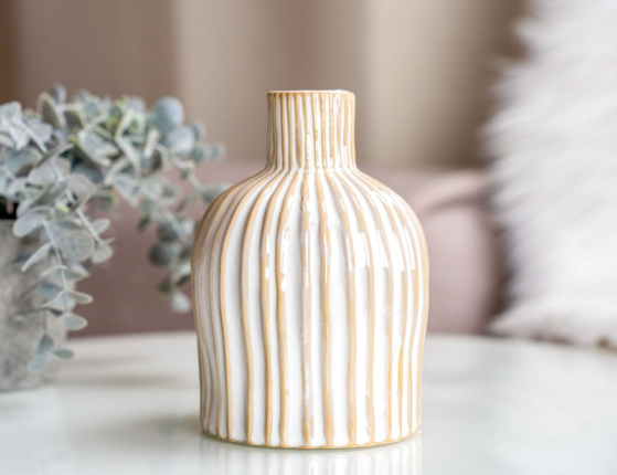 Декоративная ваза СИСАР, фарфор, белая, 15 см