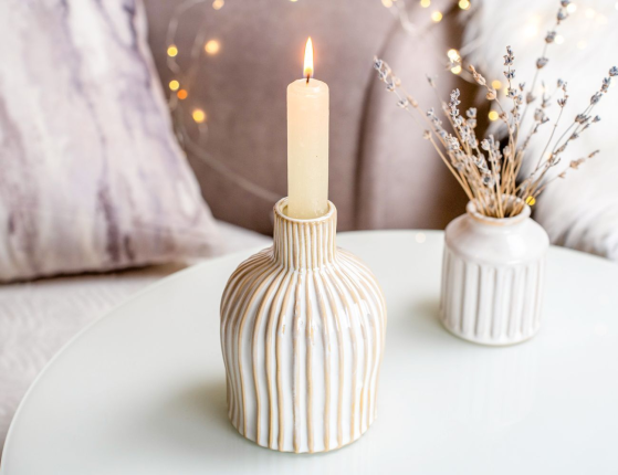 Декоративная ваза СИСАР, фарфор, белая, 15 см