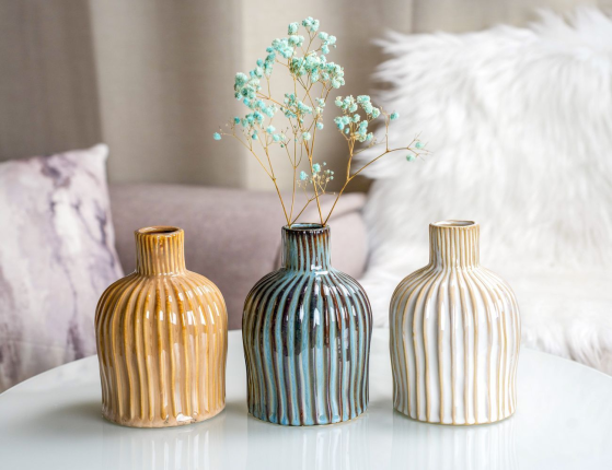 Декоративная ваза СИСАР, фарфор, белая, 15 см